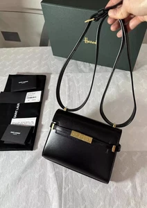 SAINT LAURENT YSL Manhattan Mini Black Leather Shoulder Bag RRP £1665 NEW - Picture 1 of 24