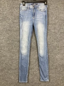 Jeans Hollister Juniors taglia 0R 24 x 30 vita alta super skinny elasticizzati blu usati in ottime condizioni - Foto 1 di 8