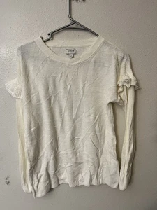 J CREW Damen Baumwolle Rüschenärmel Pullover weiß klassische Passform BE114 Größe Small - Bild 1 von 6