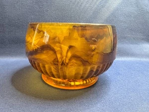 Vintage Davidson Glass Smoke Glass Round Vase Bowl UK Depression Era Good Cdt - Picture 1 of 12