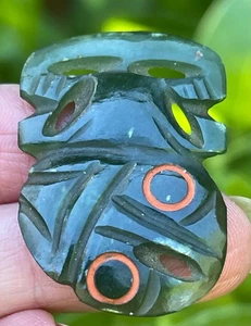 Vintage New Zealand Maori Carved green Jade Hei Tiki pendant jewelry - Picture 1 of 20