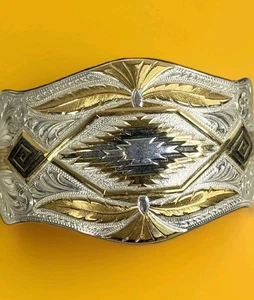 NEW MONTANA SILVERSMITHS SILVER/GOLD EAGLE AZTEC SOUTHWESTERN WIDE CUFF BRACELET - Picture 1 of 7