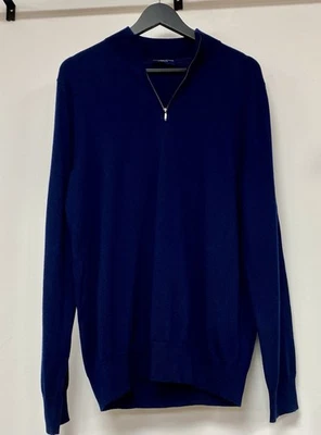 Charles Tyrwhitt Mens Merino Wool 1/4 Zip Jumper size M Navy Blue - Image 1 of 4