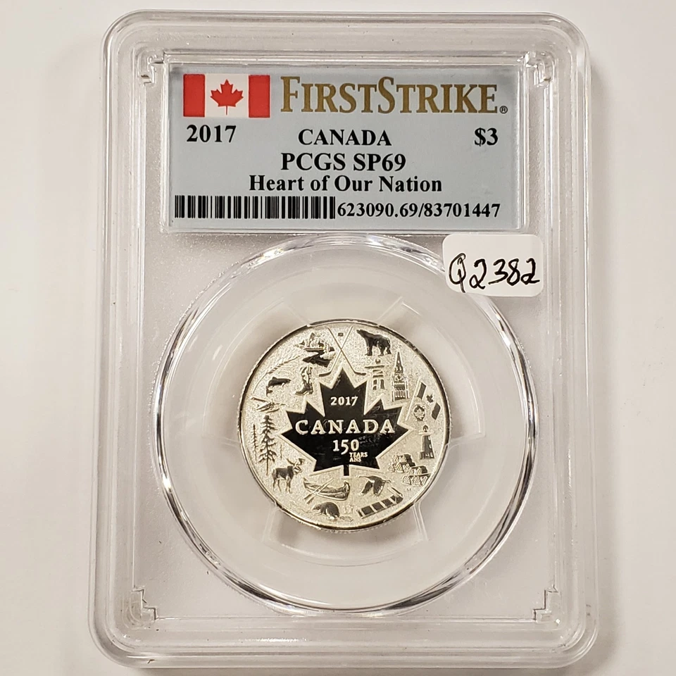 2017 $3 Canada 1/4 oz .9999 Silver - PCGS SP 69 - SKU-Q2382 - Image 1 of 4