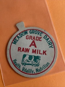 Vintage Meadow Grove Dairy Grade A Rohmilch Flaschenverschluss - Bild 1 von 2