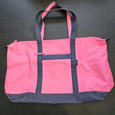 Samsonite Canvas Weekender Yacht Travel Tote Bag Foldable Pink Navy Large 25x15 - Image 1 of 4