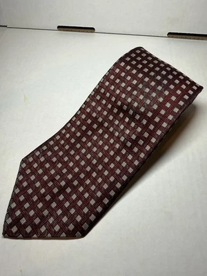 VTG Robert Talbott Nordstrom Red Silver Basketweave Geometric Silk Tie USA - Image 1 of 4