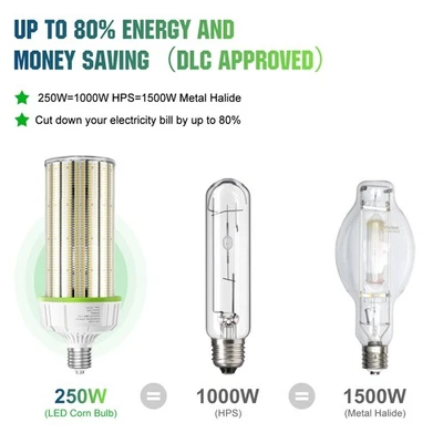 AC480V 1000W MH Equivalente Para Almacén Fábrica 250W LED Maíz Mazorca Bombilla Luz 5000K Foto 1 de 4