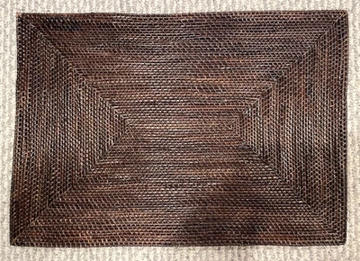 Set of 4 Crate & Barrel Artesia Rattan Placemats Espresso 19 x 14" Rectangular - Image 1 of 4