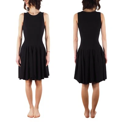 Alexander Mcqueen 复古女式黑色打褶及膝连衣裙 M/US8 码 — 第 1/4 张图片