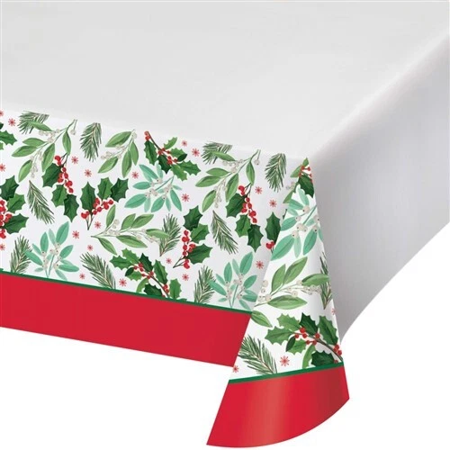 Toalha de mesa de papel de Natal Holly Jolly 54 x 96 suprimentos para utensílios de mesa de Natal - Imagem 1 de 1
