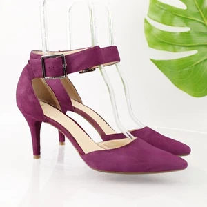 Cole Haan Womens Memphis Pump Size 9.5 Purple Suede Ankle Strap Heels Grand Os - Picture 1 of 14