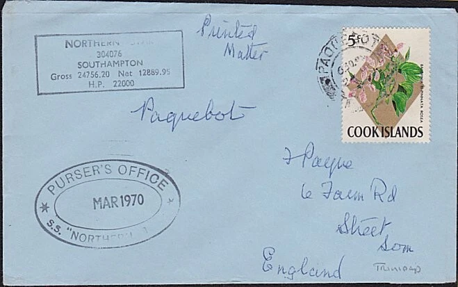 COOK ES USADO EN TRINIDAD 1970 cubierta de barco con Paquebot cds.................A8300 Foto 1 de 1