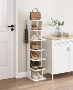 Schuhregal, Organizer, Pflanzenständer, 7-stufig, 2 Haken, weiß, Heim oder Wohnmobil Organizer - Bild 1 von 4