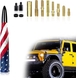 1 PC Car Bullet Antenna 5.5In X 0.7In Signal Receiver with American Flag Patter - Picture 1 of 11