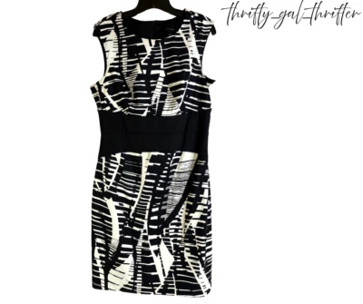 Vestido Vaina Para Mujer Geométrico Rayas Blanco y Negro B Inteligente Sin Mangas Talla 12 Foto 1 de 4
