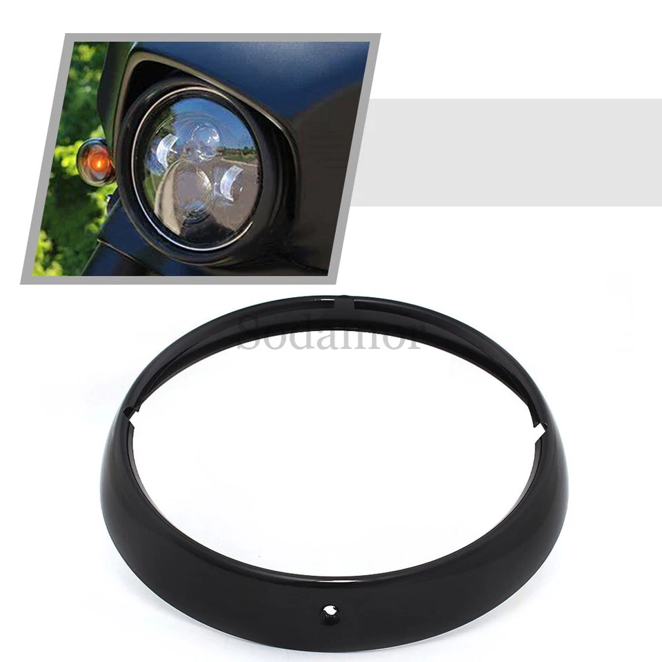 7" Headlight Trim Ring Black For Harley Electra Street Tri Glide Ultra Classic - Изображение 1 из 4