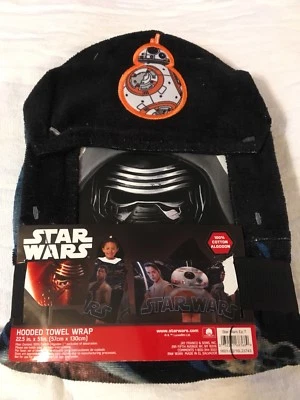 Star Wars Hooded Towel Wrap kids bath 22.5x51 cotton new - Image 1 of 4