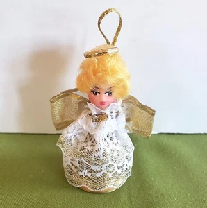 Angel Bell with Lace Dress Over Bell Handmade Christmas Ornament 3.5" Tall - Picture 1 of 4