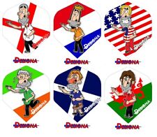 Dart 6 Stück Designa Cartoon Patriot Nationen Länder Flights - Motive wählbar -