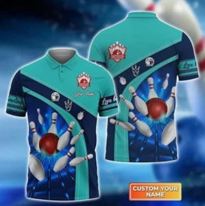 Custom Bowling Polo Shirts for Men and Women Personalized Team Name Gift Unisex - Picture 1 of 2