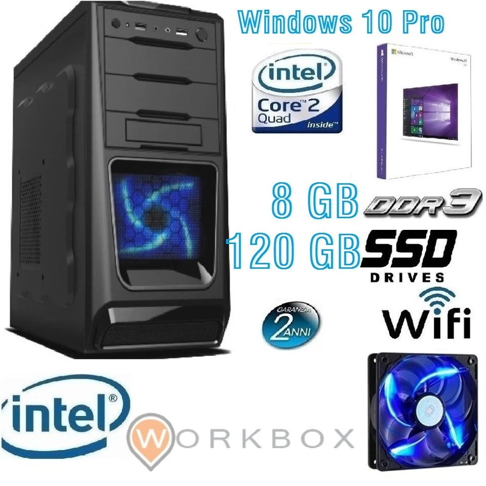 PC DESKTOP INTEL QUAD CORE ALANTIK WINDOWS 10 RAM8GB HD SSD120GB HDMI/DVI WIFI - Immagine 1 di 1