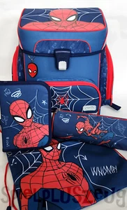 Scooli Spiderman Schulranzen Set 5-tlg EasyFit Jungen Ranzen Blau Rot - Picture 1 of 7
