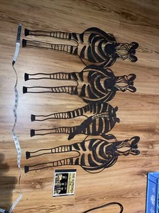 Zebra Wall Art Sculpture African Decor, Black Metal Stripes w/Negative Space - Picture 1 of 6