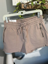 Sandy Mocha Latte Shorts Comfy Twill Knit Drawstring Elastic Womens Medium
