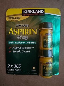 Kirkland Signature Low Dose Aspirin 81mg Tablets - 365 Count (2 Pack)