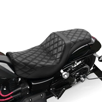 Fit For Harley Dyna Street Fat Bob Low Rider Switchback Black Seat 2006-2017 - Image 1 of 4