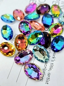 20pcs 13x18mm Oval Rainbow Mix Glue ON Glass Crystals, Rhinestones Fancy Stones - Picture 1 of 10