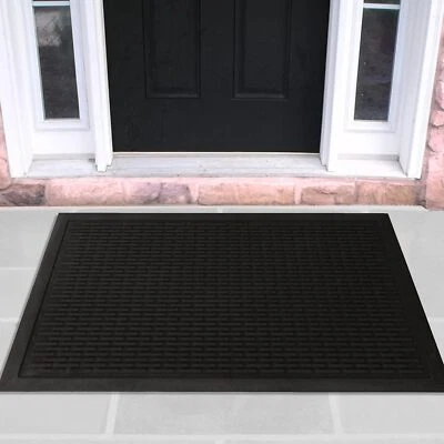 24X36 Black Low Profile All Weather Rubber Non-slip Doormat For Indoor Outdoo... - Image 1 of 4
