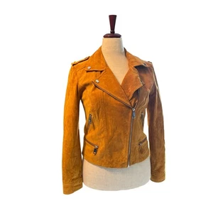 Giacca Moto Scamosciata Vero Moda Cognac Dettaglio Zip Nuova Senza Etichetta Taglia Large - Foto 1 di 11