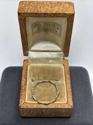 Petite 14k Solid Yellow Gold Italy Bamboo Stackable Ring Size 7.25 - Image 1 of 4