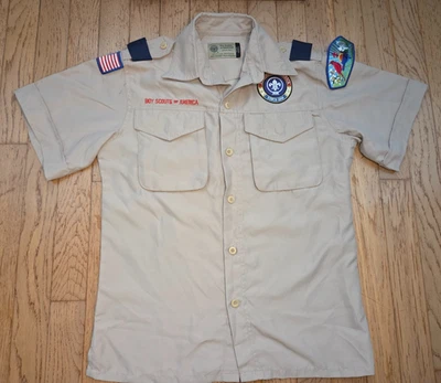 Boy Scouts of America BSA Youth Shirt Tan Medium Vented Poly Microfiber - Image 1 of 4