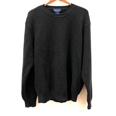 Suéter Vintage Club Room Para Hombres XL Negro Algodón Tejido con Cable Manga Larga Heritage Foto 1 de 4