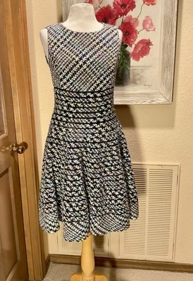 Oscar de la Renta Navy Blue Tweed Cotton Sleeveless Dress Size 6 EXCELLENT - Image 1 of 4