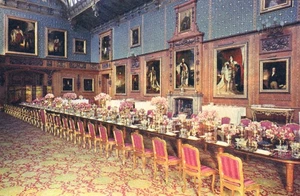 Windsor Castle England Waterloo Chamber Table Ready Waterloo Banquet Postcard - Imagen 1 de 2