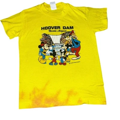 De colección Single Stitch Disney Minnie Mickey Goofy Hoover Presa Nevada Juvenil LG *defecto Foto 1 de 4