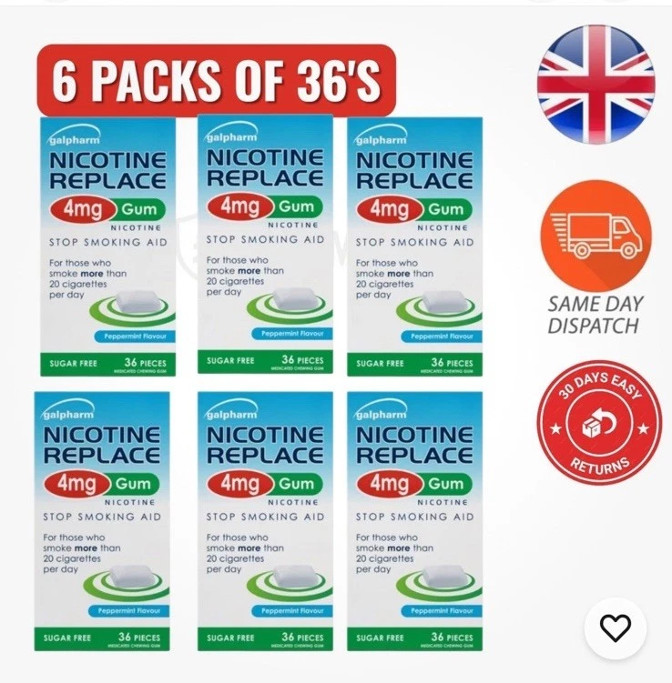 Nikotinkaugummi 4mg Pfefferminze 216 Stück Nikotinersatz Kaugummi zur Raucherentwöhnung - Bild 1 von 1