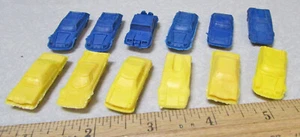 Juguete de tienda de monedas de diez centavos vintage de la década de 1960 Erasers, autos de la década de 1970, 12 en total, 6 bl, 6 años - Imagen 1 de 6
