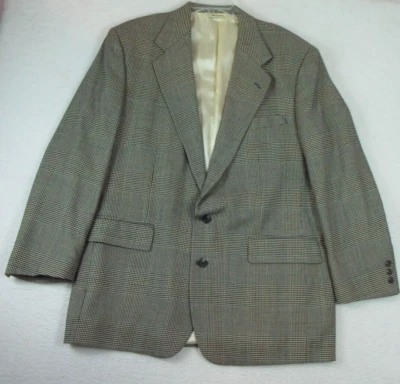 Chaqueta Blazer AKA Eddie Bauer Para Hombre 44 Alto 90% Lana Pata de Gallo Beige Cuadros EE. UU. Foto 1 de 4