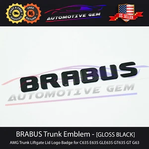 OEM BRABUS Emblem GLOSS BLACK Rear Trunk Luggage Lid Logo Badge AMG C63 G63 E63S - Picture 1 of 2