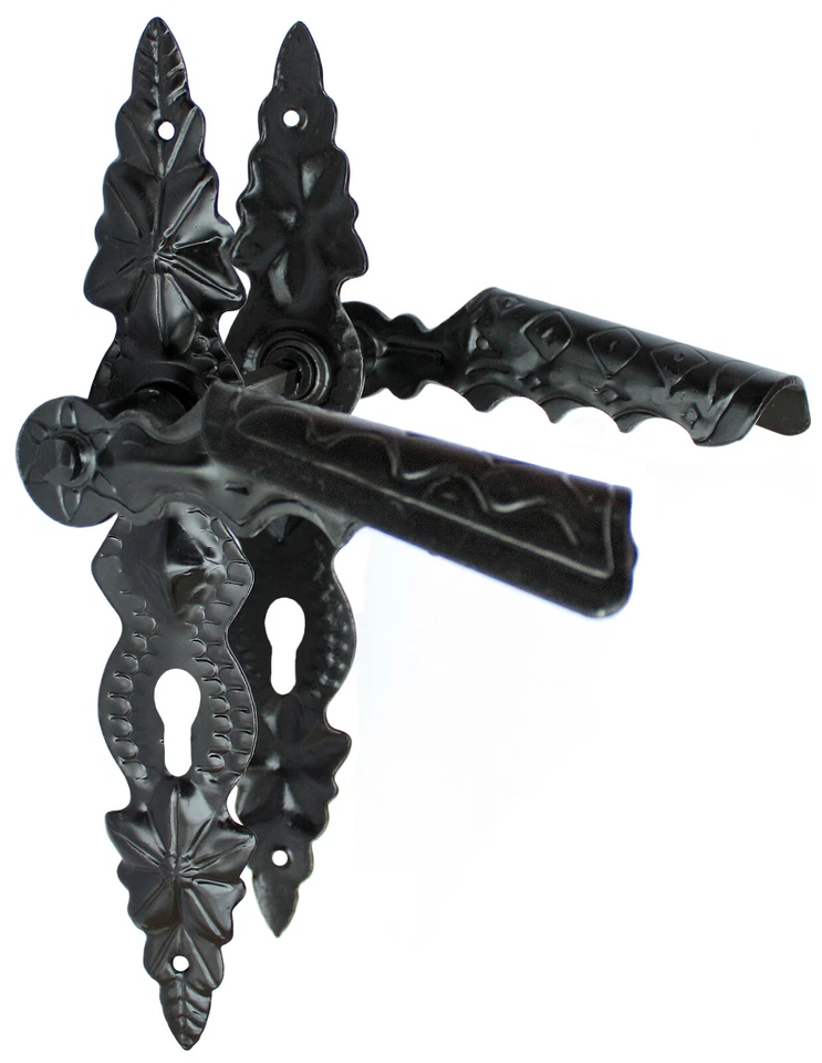 KEYMET Tirador de puerta 72 pomo de puerta pulsador de puerta cilindro de carril largo negro hierro forjado