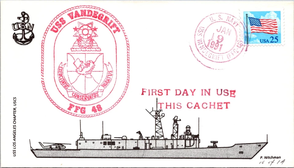 USS Vandegrift - 1.19.1991 - San Francisco, CA (Gray Cachet) - F44410 Foto 1 de 2