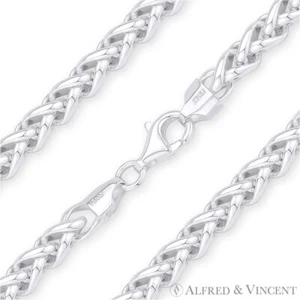 Collar de Cadena Spiga Italiana Eslabón de Trigo de 6 mm de Grosor en Plata Esterlina .925 Italia - Imagen 1 de 2