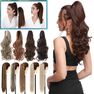 100% NATURAL Thick Claw Ponytail Wavy Hair Extensions Feels Real Fake Hair Piece - Picture 1 of 67