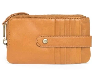 HOBO Flash Wallet Black Leather Card Stacker Zip Pocket | Honey | NWT | $78 - Picture 1 of 6