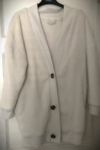MARKS & SPENCER Cream Fleece Cardigan & Bottom Nightwear Set UK Size XS-S - Picture 1 of 11